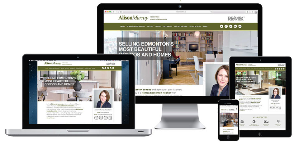 Custom responsive Realtor Website for Alison Murray, Edmonton Realtor